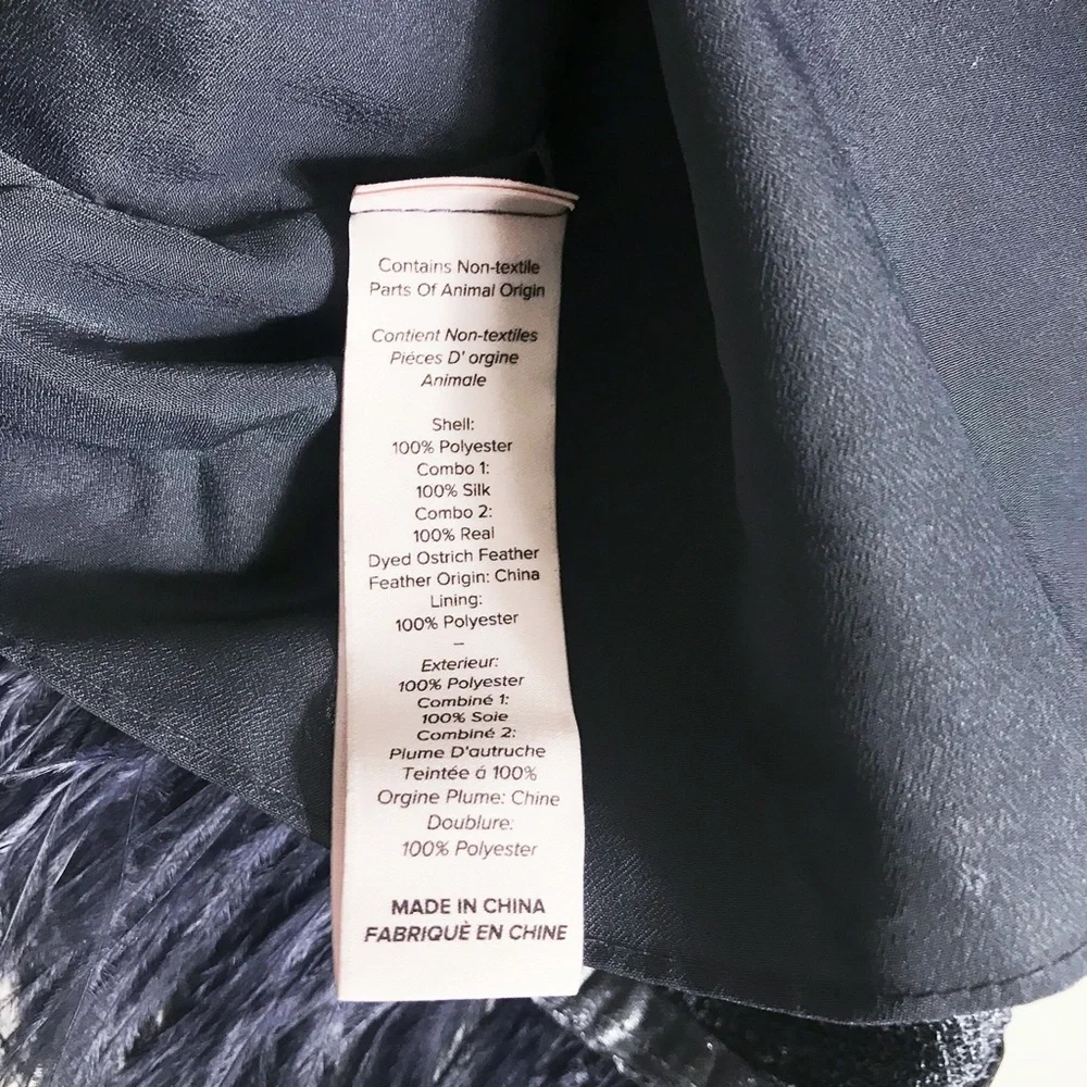 Cinq à Sept Glittering Silver Mini Dress with Feather Detail - Picture 7 of 7